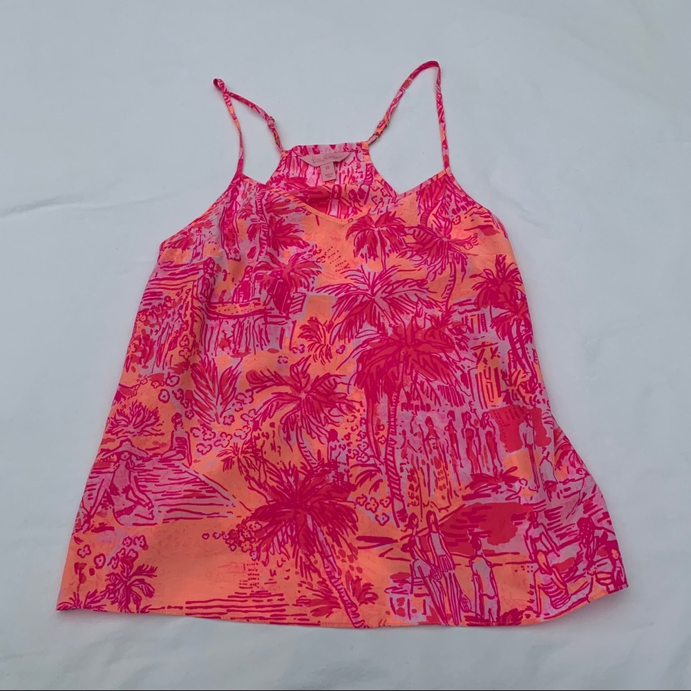 Lilly Pulitzer pink and orange silk tank top XS